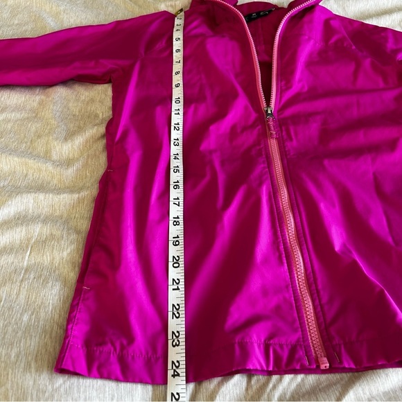 Lands' End Bright Pink Windbreaker Lightweight Zip Jacket With Velcro Pockets - Picture 14 of 14